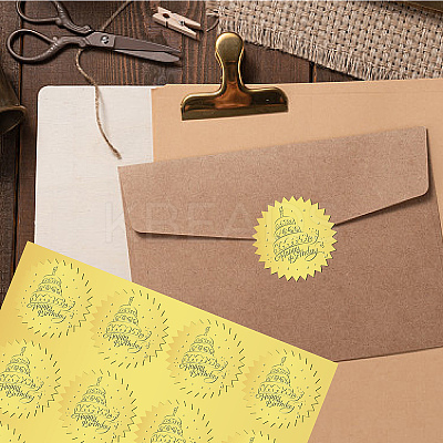 12 Sheets Self Adhesive Gold Foil Embossed Stickers DIY-WH0451-023-1