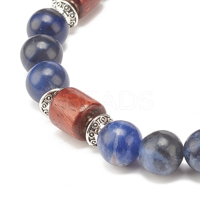 Natural Sodalite Beaded Stretch Bracelet for Women or Men BJEW-JB07732-04-1