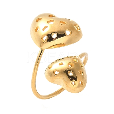 304 Stainless Steel Open Cuff Ring for Women RJEW-Z088-03G-1