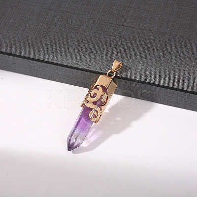 Natural Amethyst Pointed Hexagonal Big Pendants PW-WG55986-01-1