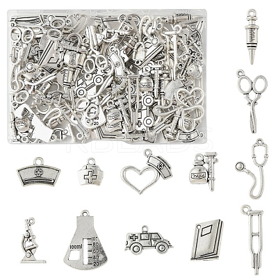 100Pcs 12 Styles Tibetan Style Zinc Alloy Pendants TIBEP-FS0001-39-1