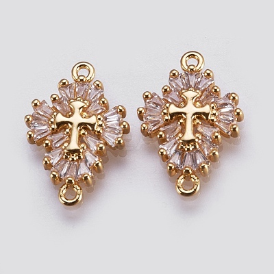 Brass Micro Pave Cubic Zirconia Links ZIRC-E144-12G-1