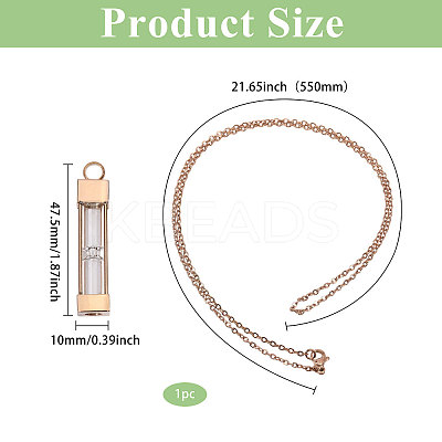 1Pc Glass Hourglass Rectangle Pet Memorial Keepsake Urn Ashes Pendant Necklaces NJEW-CA0001-27RG-1