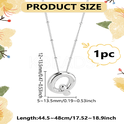 1pc Brass Chain with Alloy Letter Pendants Necklaces NJEW-LP0001-41Q-P-1