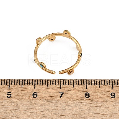304 Stainless Steel Rhinetsone Open Cuff Rings for Women RJEW-K301-07G-01-1
