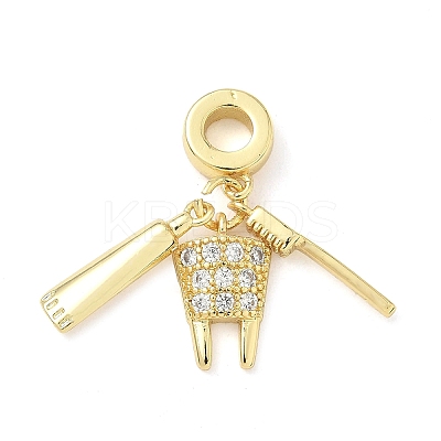 Brass Micro Pave Clear Cubic Zirconia Dentist European Dangle Charms KK-Z120-55G-02-1