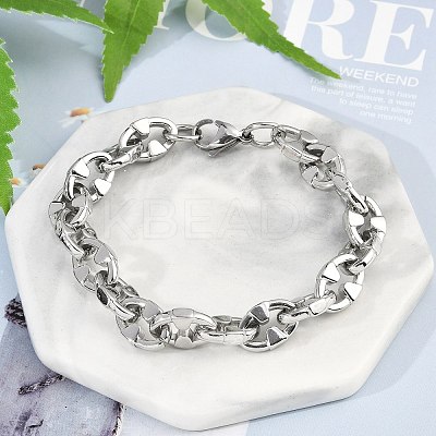 304 Stainless Steel Oval Link Chain Bracelets for Women Men BJEW-F488-48C-P-1