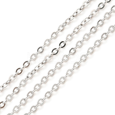 Anti-Tarnish Rhodium Plated 925 Sterling Silver Flat Cable Chains STER-F052-04P-1