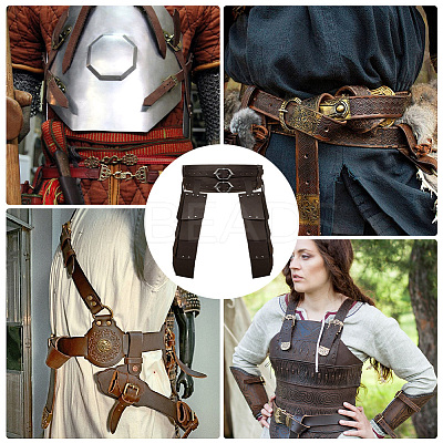 Medieval PU Imitation Leather Thigh Waist Armor AJEW-WH20054-091B-1