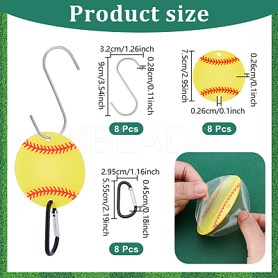 8Pcs Acrylic Sport Ball Connector Charms DIY-NB0014-46B-1