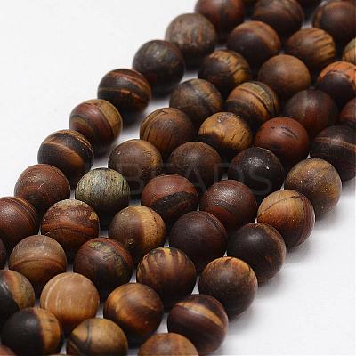 Frosted Natural Tiger Eye Beads Strands G-F364-18-10mm-1
