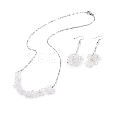 Natural Quartz Crystal Chips Beaded Jewelry Set SJEW-JS01231-05-1