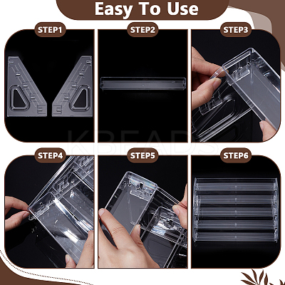 5-Tier PA Plastic Display Riser Stands for Mini Card DJEW-WH0028-002B-1