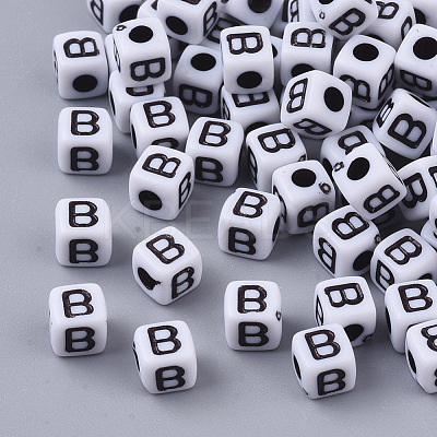 White Opaque Acrylic Beads MACR-R869-02B-1