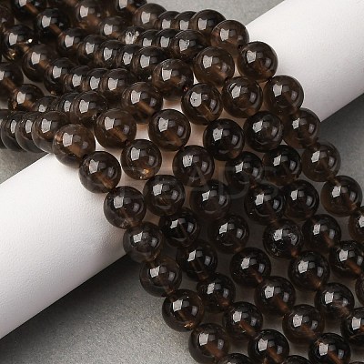 Natural Smoky Quartz Round Beads Strands G-E329-8mm-38B-1