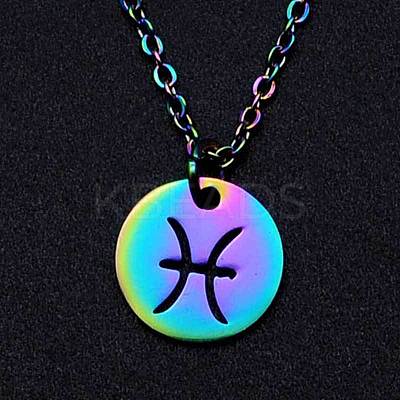 Rainbow Color Stainless Steel Constellation Pendant Necklace for Women ZODI-PW0001-039L-1