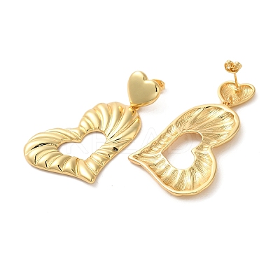Heart & Bowknot Brass Dangle Stud Earrings EJEW-G382-12G-1