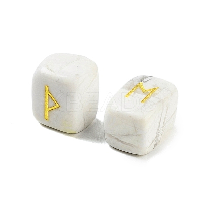 Rectangle Natural Howlite Rune Stones G-Z059-01B-1