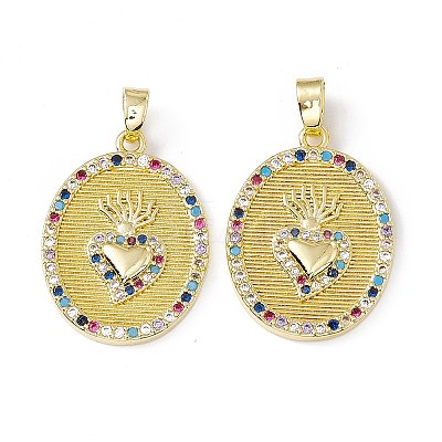 Brass Micro Pave Cubic Zirconia Pendants KK-E068-VC043-1
