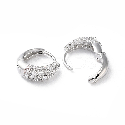 Brass Micro Pave Cubic Zirconia Hoop Earrings EJEW-P259-16P-1