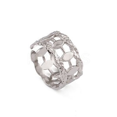 Non-Tarnish 304 Stainless Steel Horse Eye Open Cuff Ring for Women RJEW-G285-02P-1