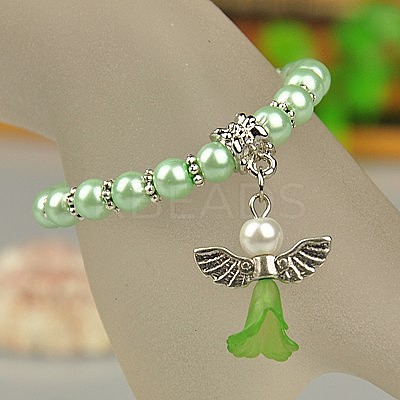 Lovely Wedding Dress Angel Bracelets for Kids BJEW-JB00727-14-1