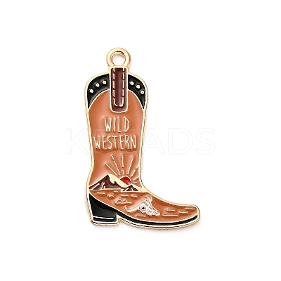 Western Cowboy Theme Alloy Enamel Pendants FIND-V001-04G-02-1