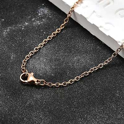 304 Stainless Steel Cable Chain Necklace Making LS-STAS-P045-01RG-A-1