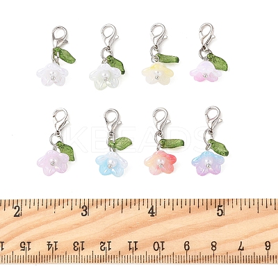 8Pcs 8 Colors Flower Acrylic Pendant Decorations HJEW-FS00034-03-1