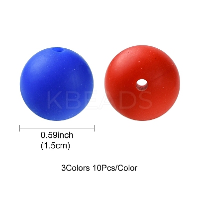 30Pcs 3 Colors Silicone Beads Round Rubber Bead 15MM Loose Spacer Beads for DIY Supplies Jewelry Keychain Making SIL-FS0001-01B-1