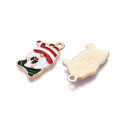 Christmas Theme Rack Plating Alloy Enamel Pendants ENAM-T021-12KCG-1