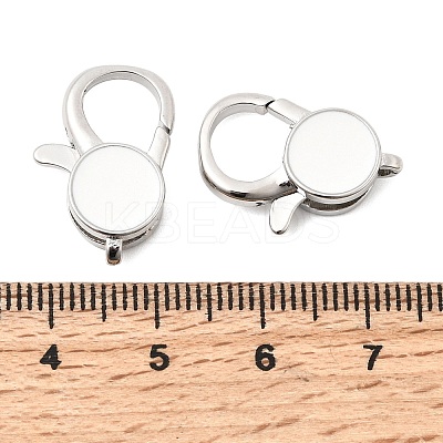 Flat Round Brass Enamel Lobster Claw Clasps KK-Z147-02P-01B-1