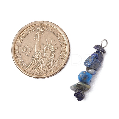3Pcs Natural Amethyst & Lapis Lazuli & Red Jasper Chip Beaded Constellation Pendants PALLOY-JF03043-09-1