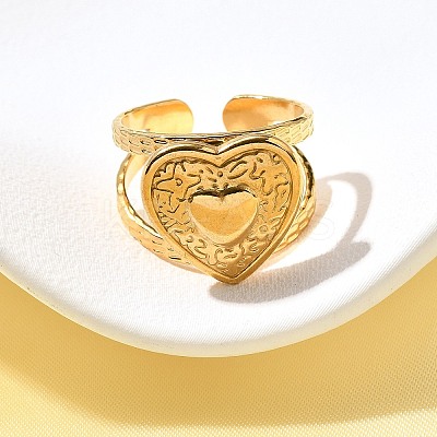 304 Stainless Steel Open Cuff Ring for Women RJEW-A053-06G-08-1