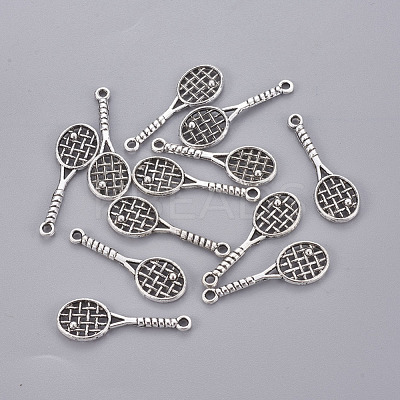 Tibetan Style Alloy Tennis Racket Pendants TIBEP-1020-AS-FF-1