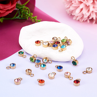 24Pcs 12 Colors Glass Rhinestone Charms STAS-TA0002-68-1