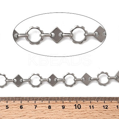 304 Stainless Steel Flower with Rhombus Link Chains CHS-Z007-14P-1