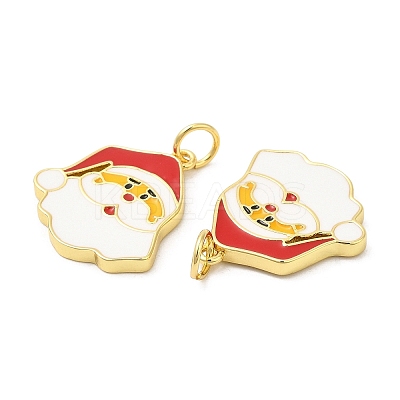 Christmas Rack Plating Brass Enamel Pendants KK-D037-03C-G-1