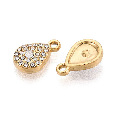 304 Stainless Steel Rhinestone Charms STAS-N110-36G-1
