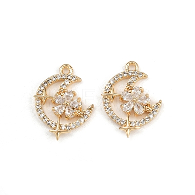 Brass Micro Pave Cubic Zirconia Pendants KK-K407-24G-1