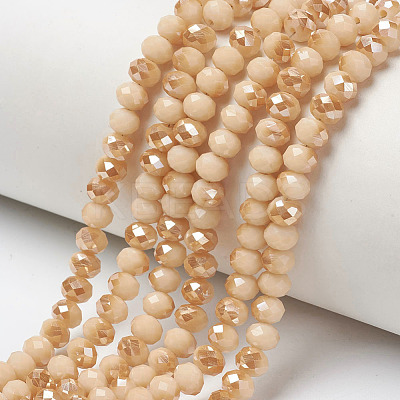 Electroplate Opaque Solid Color Glass Beads Strands EGLA-A034-P4mm-K07-1