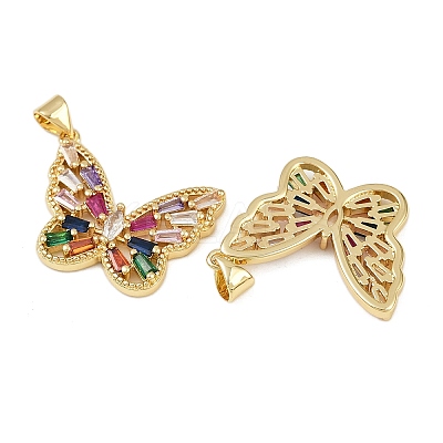 Brass Micro Pave Cubic Zirconia Pendants KK-C109-09A-G-1