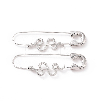 Alloy Safety Pin with Snake Hoop Earrings for Women EJEW-E176-01P-1