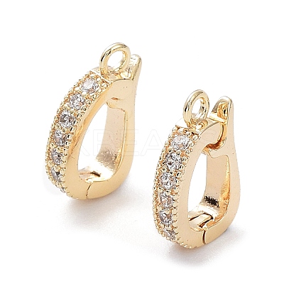 Rack Plating Brass Micro Pave Clear Cubic Zirconia Fold Over Clasps KK-A183-07G-1
