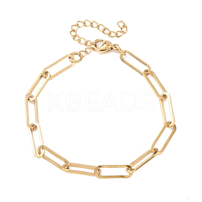 304 Stainless Steel Paperclip Chain Bracelets for Women BJEW-G775-01G-1
