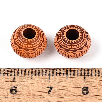 Imitation Wood Acrylic European Beads SACR-Q186-13-1