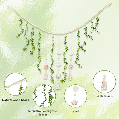 Cotton & Wooden Beads Pendant Decorations HJEW-WH20004-14B-1