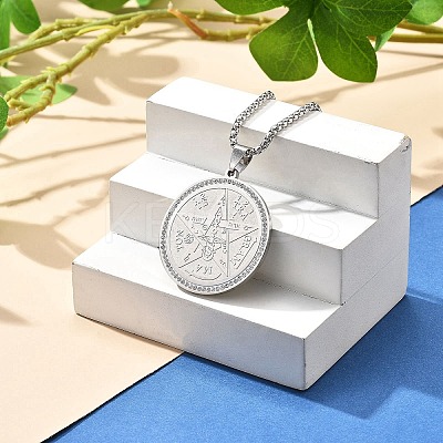 201 Stainless Steel Rhinestone Pendant Necklaces for Women NJEW-U021-01P-1