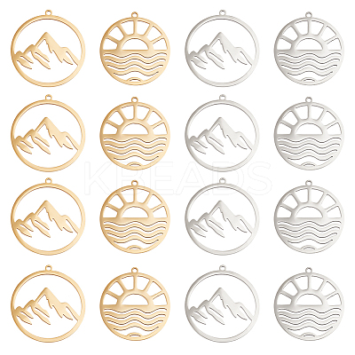 16Pcs 4 Style 201 Stainless Steel Pendants STAS-DC0012-18-1