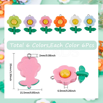 36Pcs 6 Colors Opaque Resin Pendants RESI-SP0001-14-1
